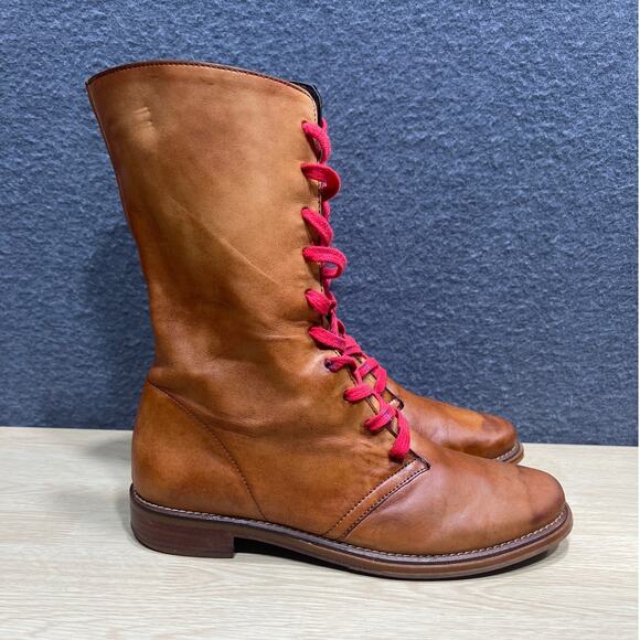 Vintage Cole Haan Nike Air Tan Leather Tyler Combat Boots Womens Size 6B - Picture 1 of 10